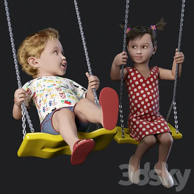 Children on the swing 3D Model
