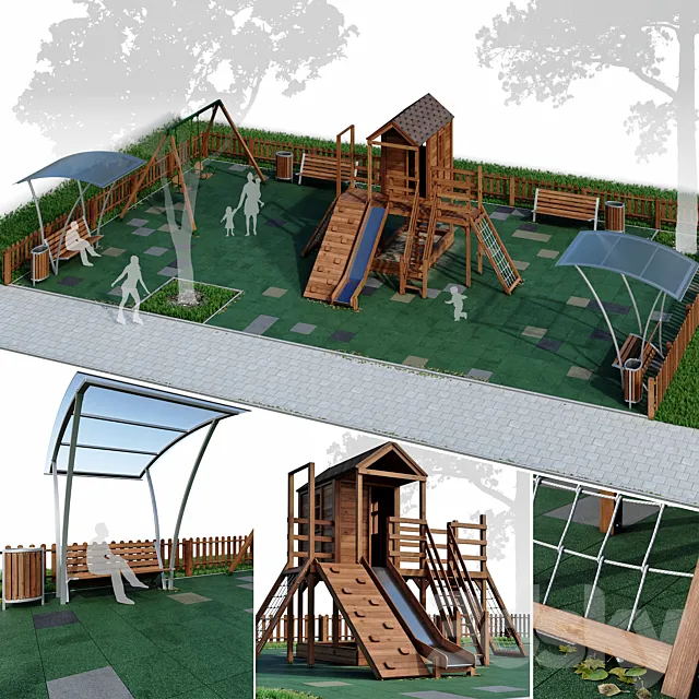 Children playground “Forest House”. Playground 3D Model