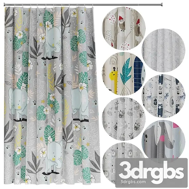 Childrens Bathroom Curtain 3D Model Free