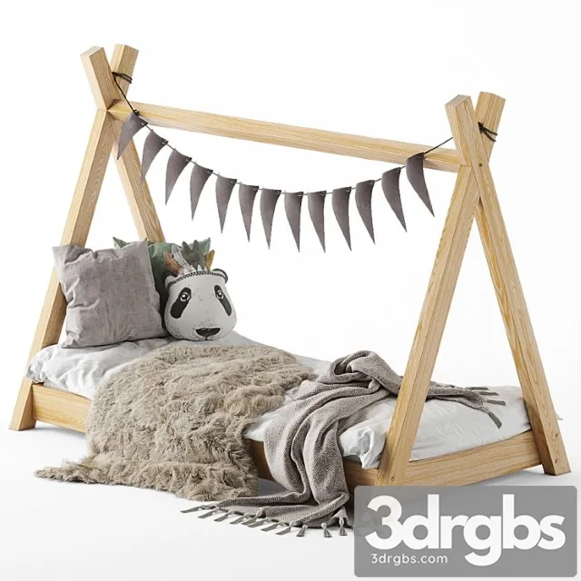 Childrens Bed House 2 3D Model Free