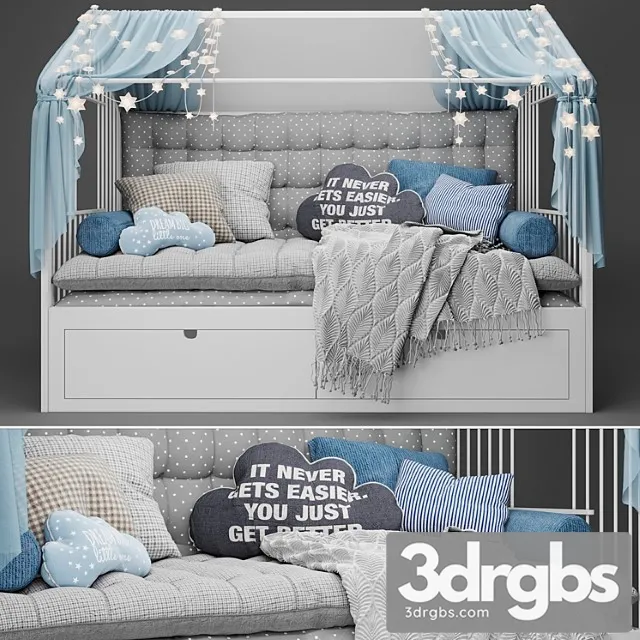 Childrens Bed House 3D Model Free