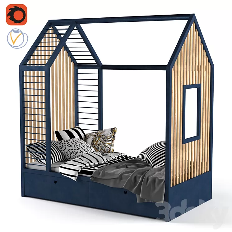Children's bed - house 3D Model