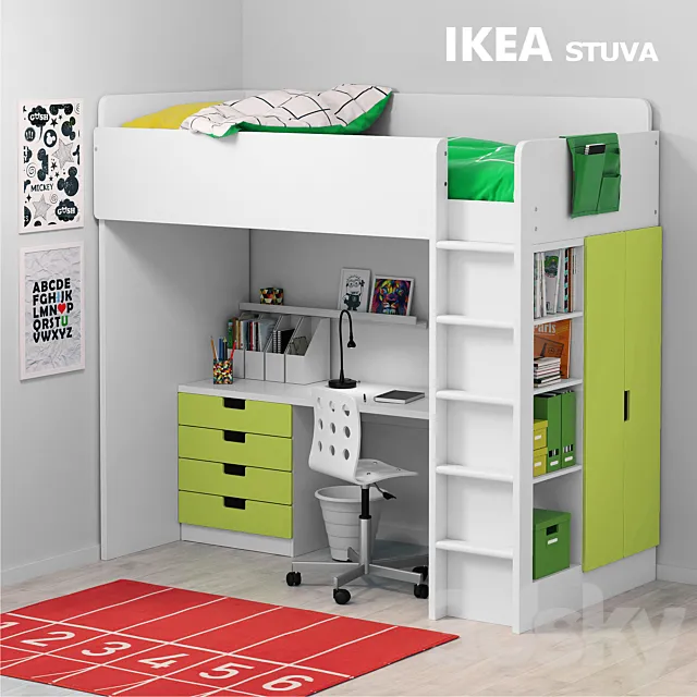 Children's bed Ikea STUVA _ STUVA Ikea 3DModel