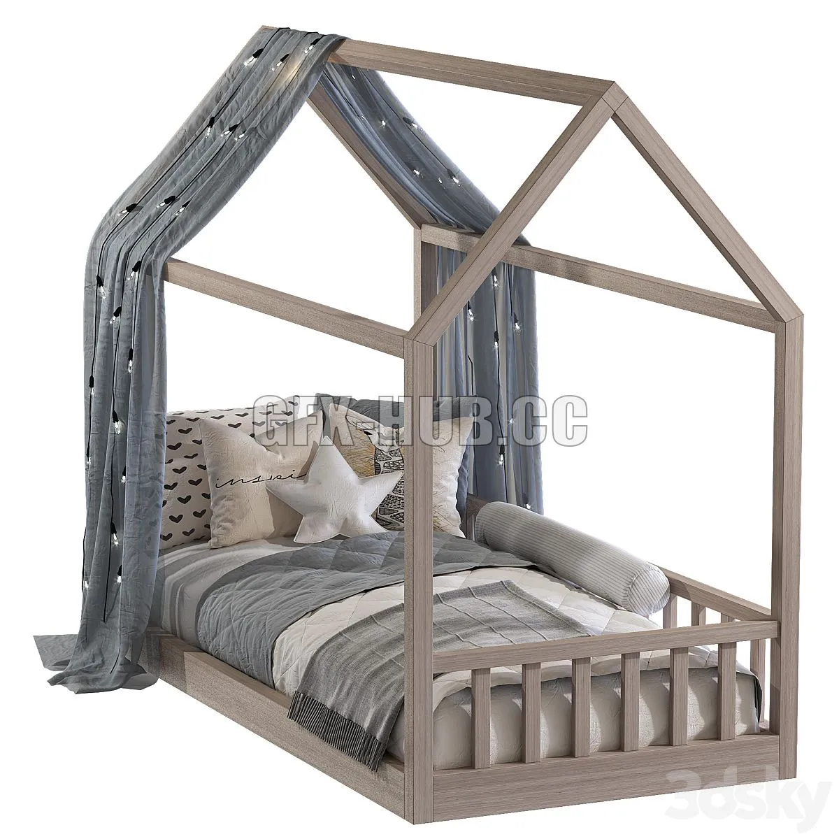 Childrens bed in the form of a house 3D Model