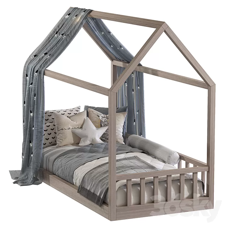 Children's bed in the form of a house 3D Model