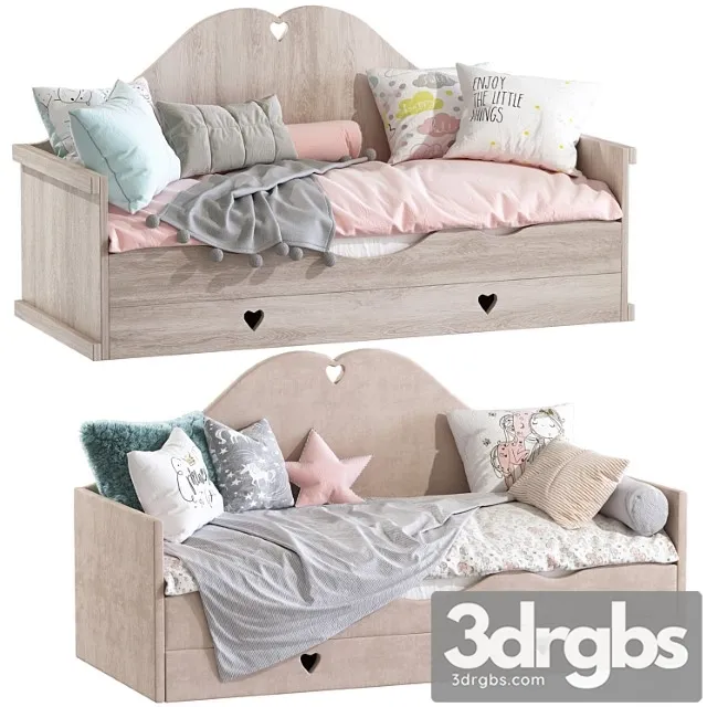 Childrens Bed Sofa With Pillows 3D Model Free