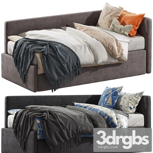 Childrens bed with decorative pillows