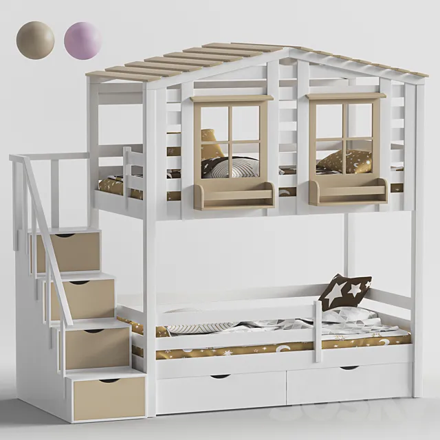 children's bunk bed 2 3D Model