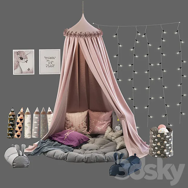 Children's canopy with decor 3D Model
