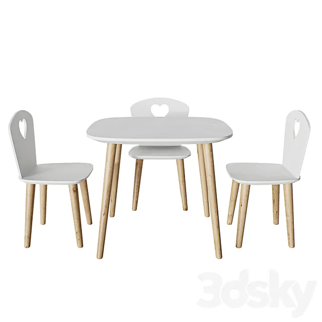 Children's chair and table 3D Model
