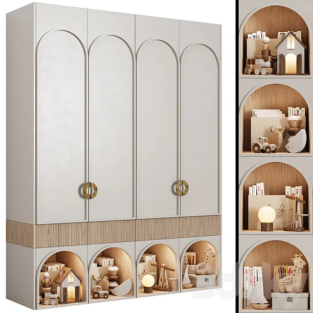 Children’s modular wardrobe in neoclassical style 10 3D Model