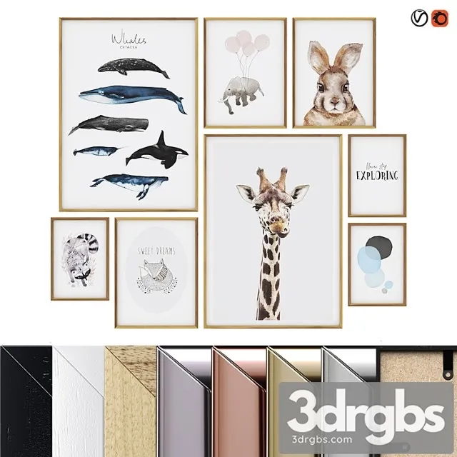 Childrens Paintings 3D Model Free