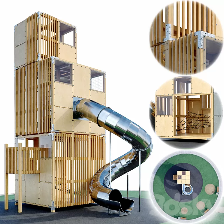 Children's play complex Tower. Playground 3D Model