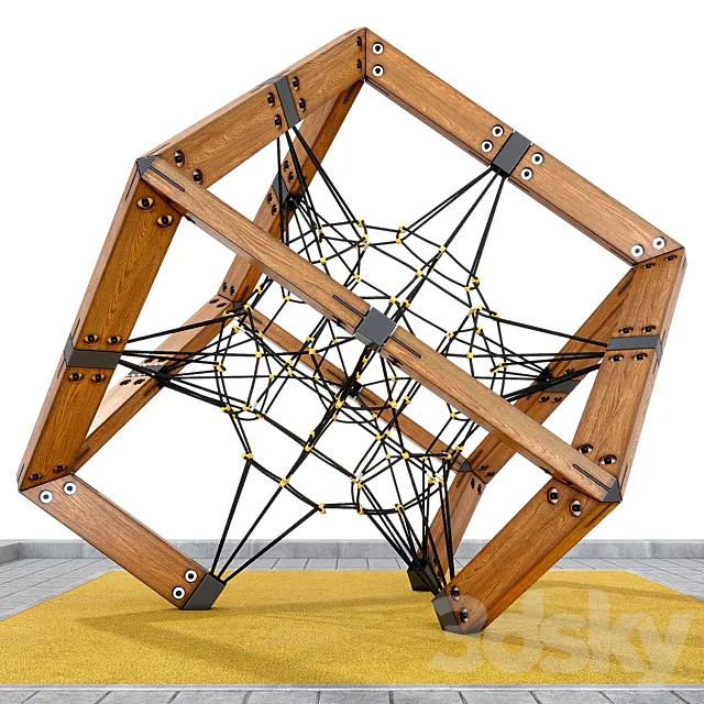 Children's play rope complex Cube. Playground 3D Model