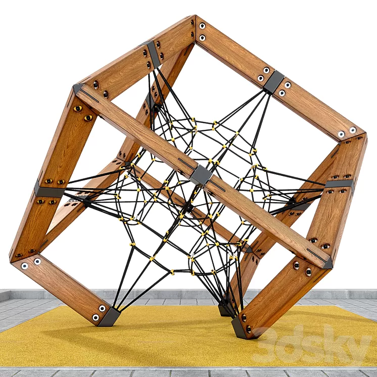 Children's play rope complex Cube. Playground 3D Model
