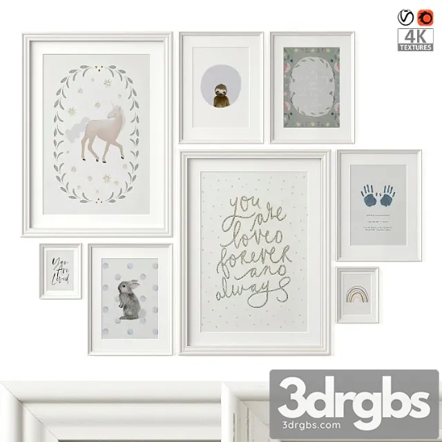 Children's room posters 3D Model Free