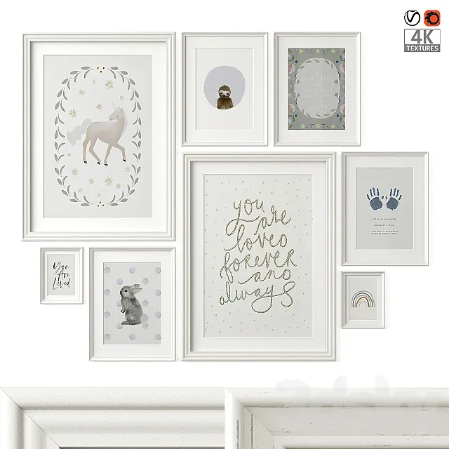 Children's room posters 3D Model