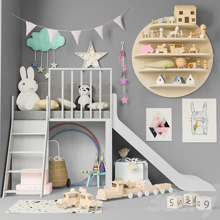 Children's room with toys and furniture for children 3 3D Model