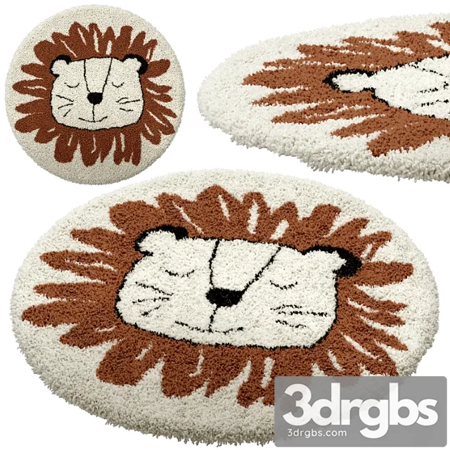 Childrens Round Carpet With Image of Lion Sim 3D Model Free