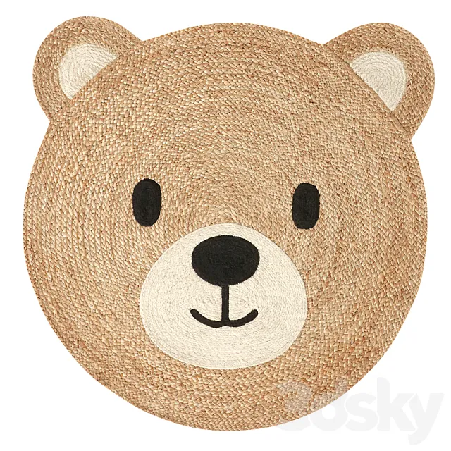 Children's rug made of jute in the form of a bear cub's head Osora from LA REDOUTE INTERIEURS 3D Model