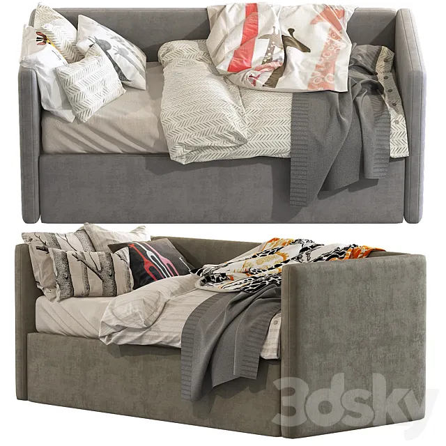 Childrens sofa bed with decorative pillows 4 3D Model