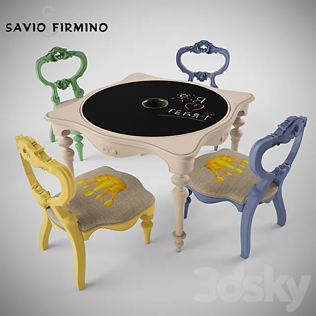 Children's table and chairs Savio Firmino 3D Model