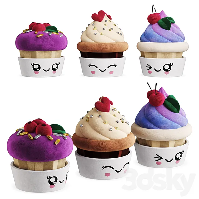 Children's Toy Plush Cupcake 3D Model