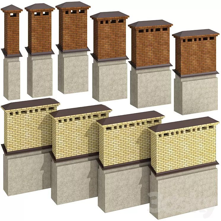 Chimney chimney ventilation duct / chimney smokestack ventilation 3D Model