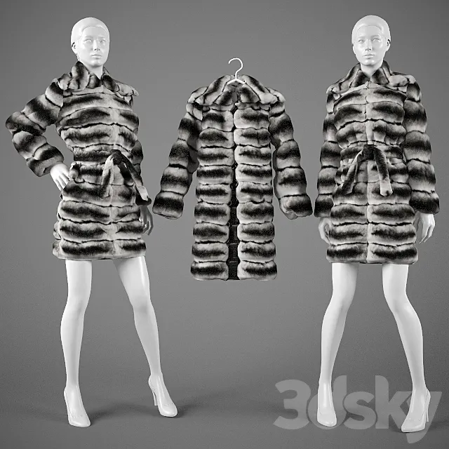 Chinchilla fur coat. 3D Model