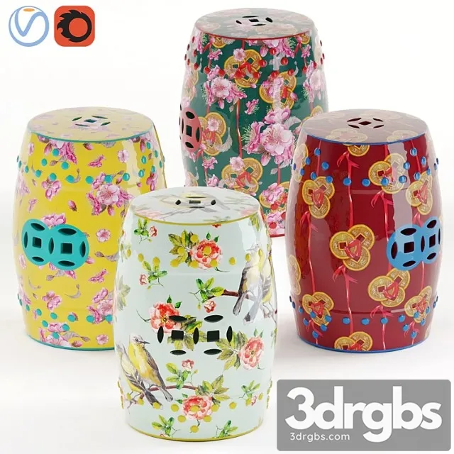 Chinese ceramic chairs 2 3D Model Free