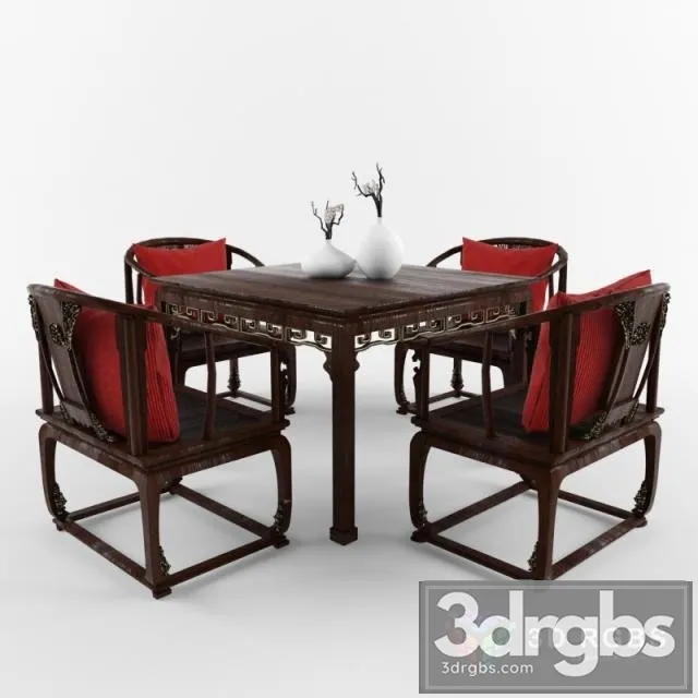 Chinese Chair and Table 01 3D Model Free