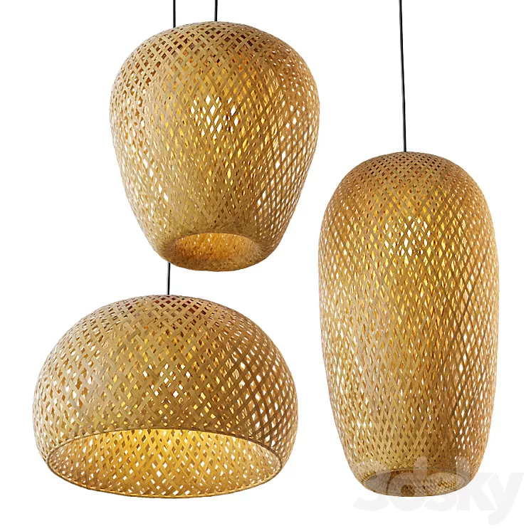Chinese pendant bamboo lamp 3D Model