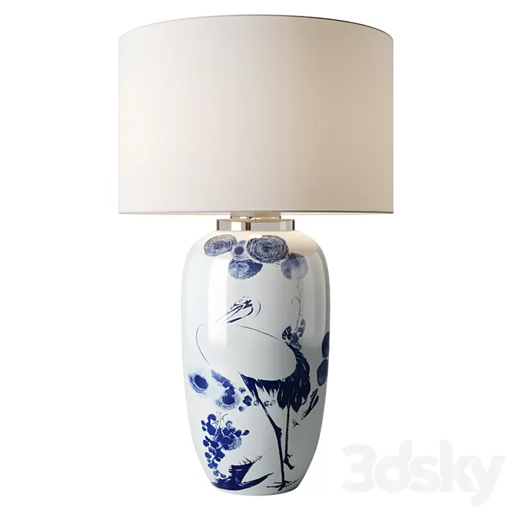 Chinoiserie Ceramic Table Lamp 3D Model