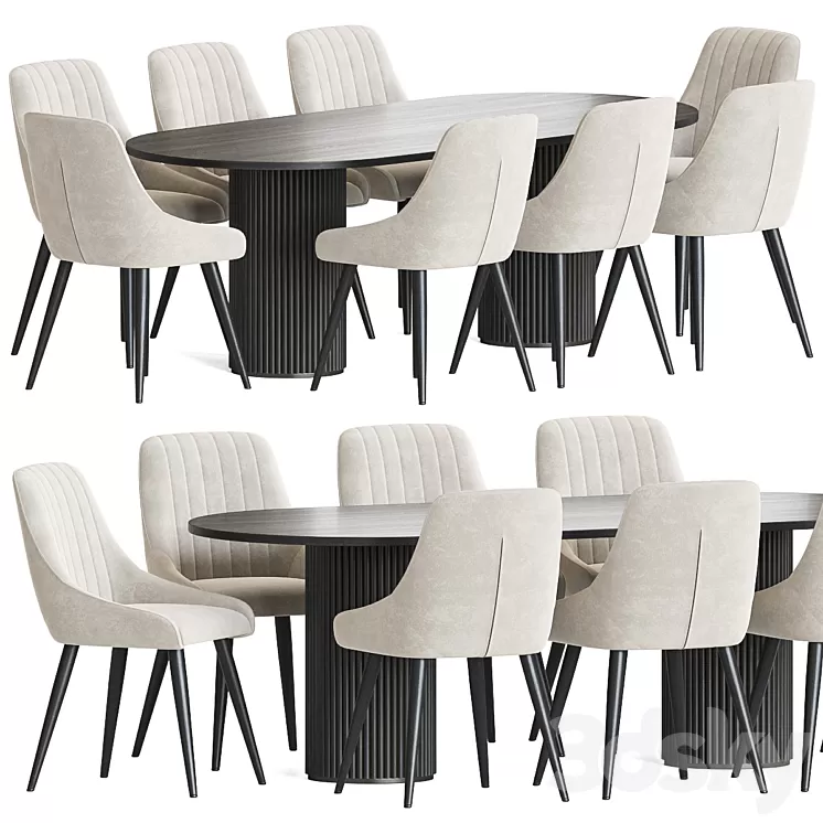 Chipman Chair Campbell Table Dining Set 3D Model Free