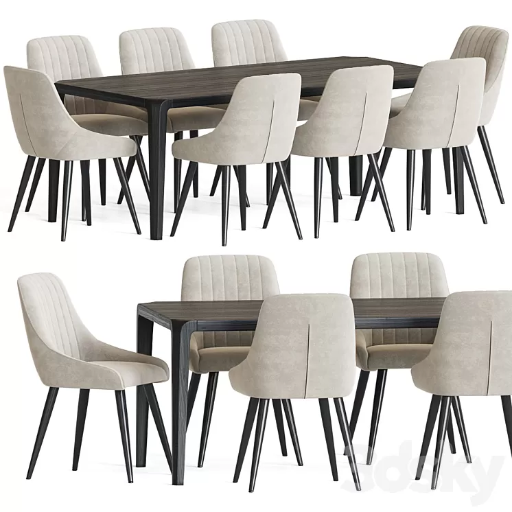 Chipman Chair Eiles Table Dining Set 3D Model