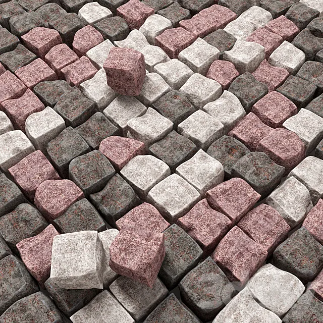 Chipped granite paving _ Paving granite chipped 3D Model
