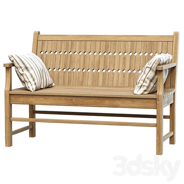 Chippendale Patio Bench _ Wooden Bench 3D Model