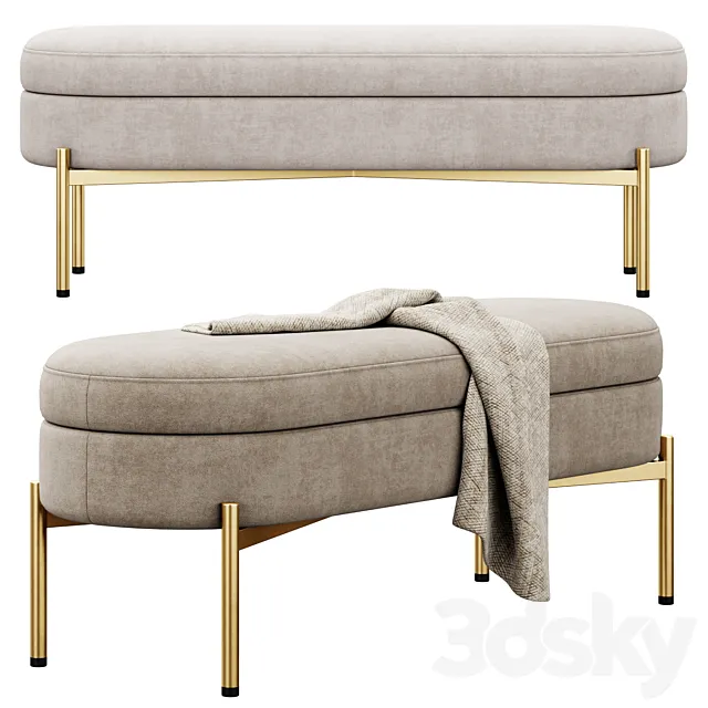 Chloe Storage Bench ottoman by Lumisource 3D Model