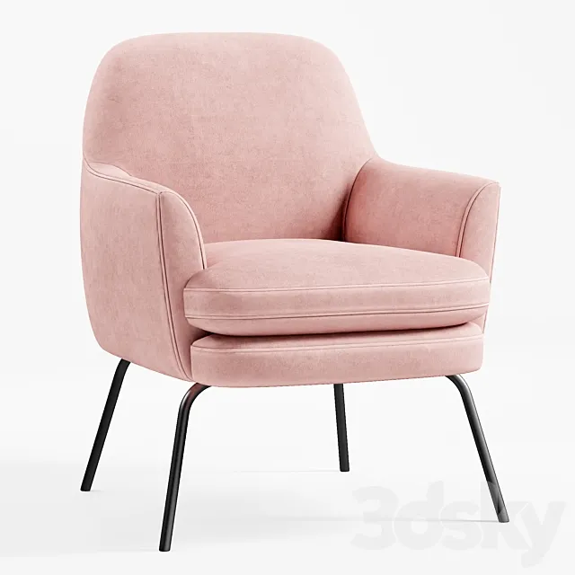 Chloe Velvet Arm Chair 3D Model