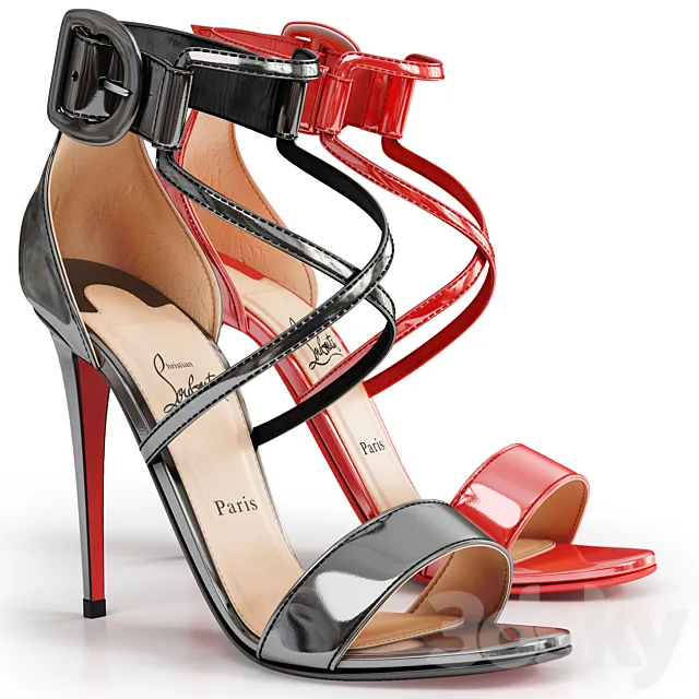 Choca Red Sole Sandals by Christian Louboutin 3D Model