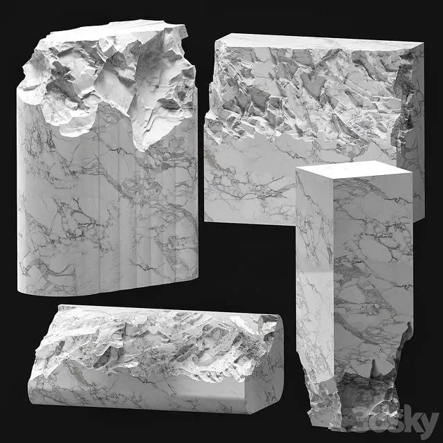 chopped stone set2 3D Model