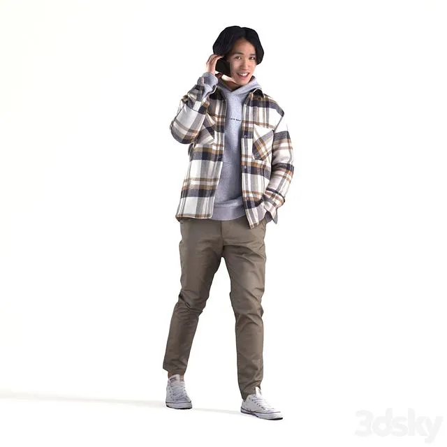 Chris 2353 Man Walking with Phone 3D Model