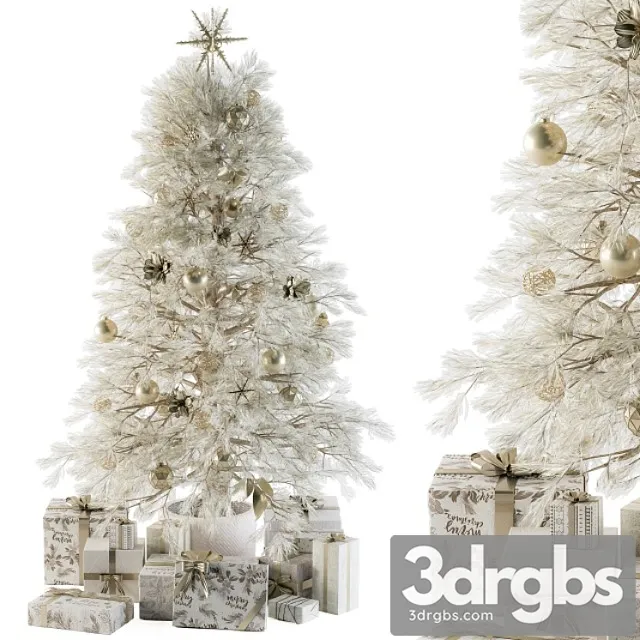 Christmas decoration 01 - christmas white tree with gift