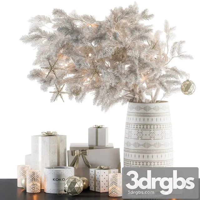 Christmas decoration 08 - christmas white bouquet with gift