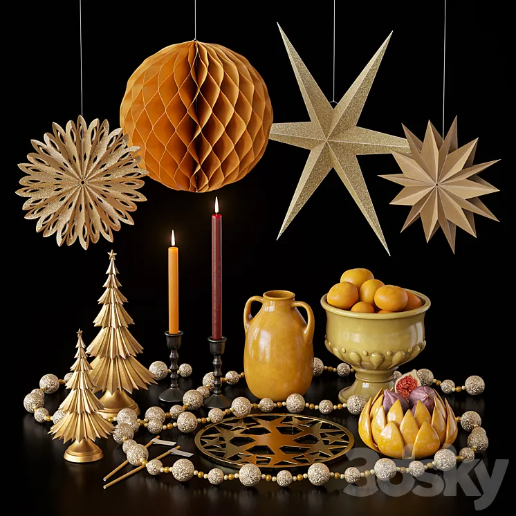 Christmas decorative set 3D Model Free