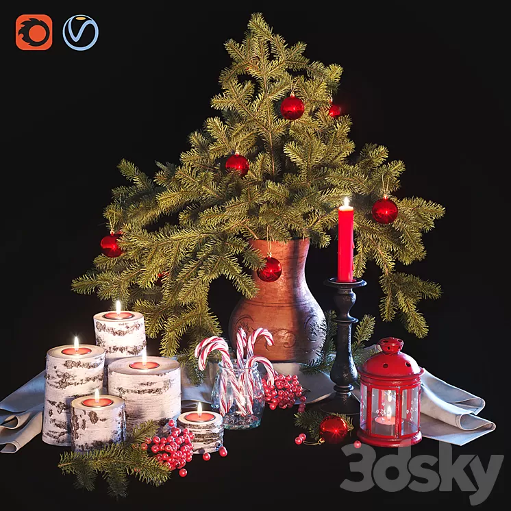 Christmas decorative set 3D Model