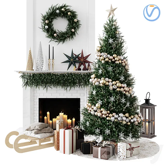 Christmas Decorative set sk_1 (Vray) Free Download