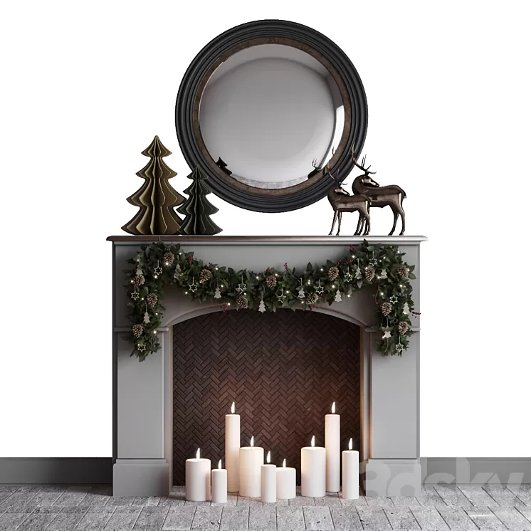 christmas mood fireplace 3D Model Free