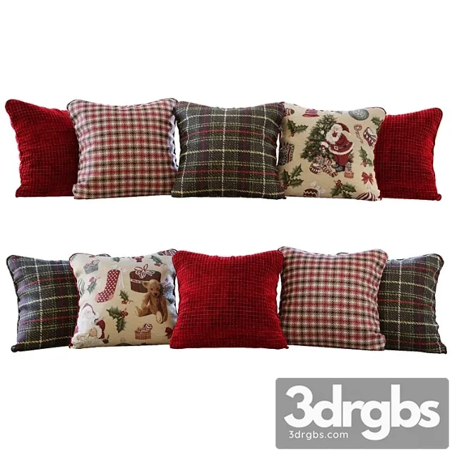 Christmas red and green pillows 3D Model Free