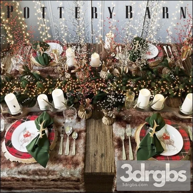 Christmas Table Pottery Barn 3D Model Free